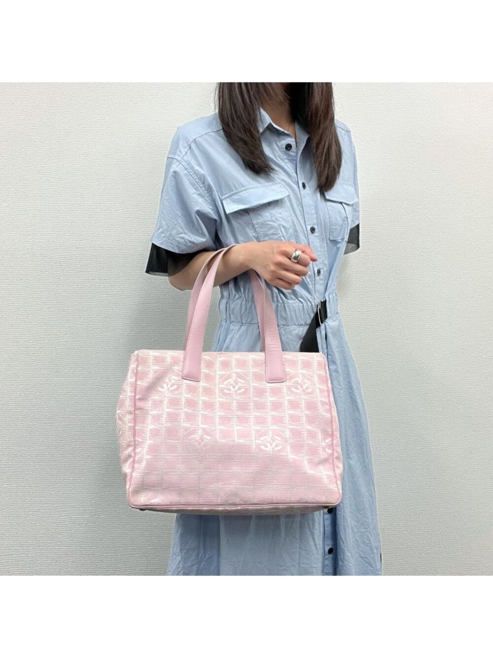 Chanel CC Logo New Travel Tote Pink Nylon Vintage
